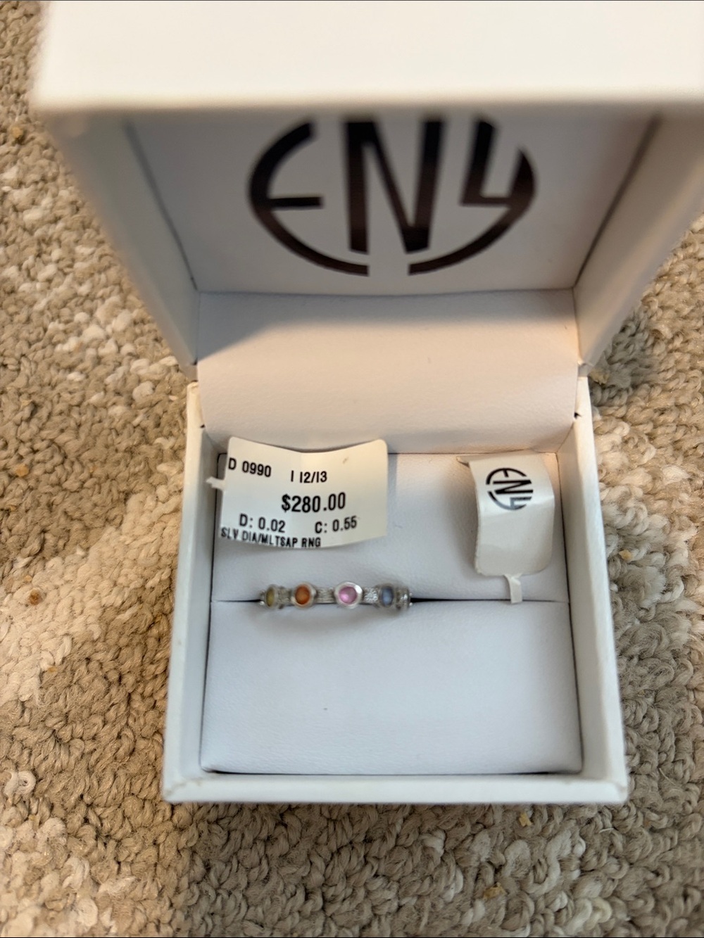 Silver Multi-Color Sapphire Ring - Size 7